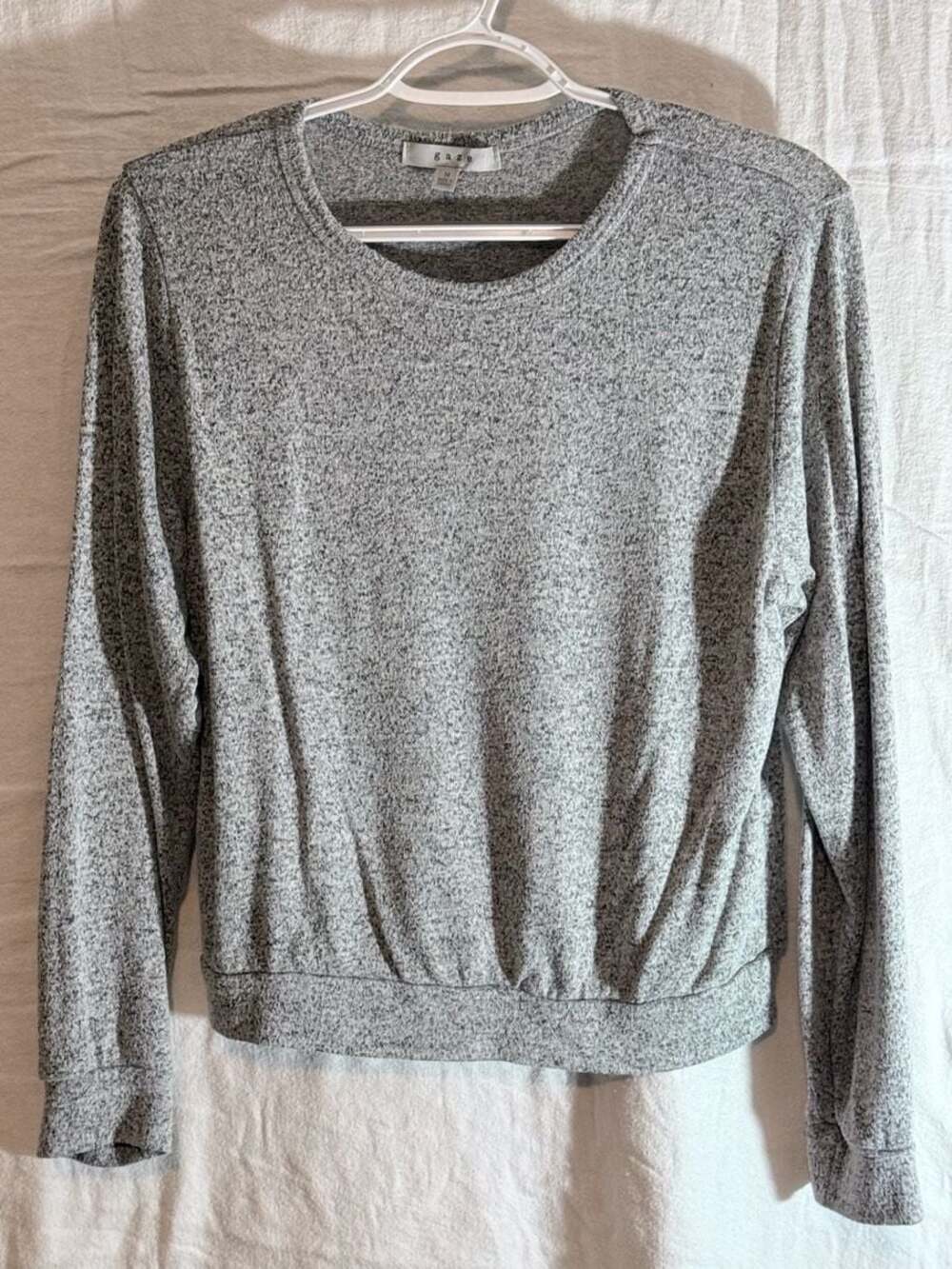 Gaze Gray Melange Long Sleeve Crew Neck Pullover Sweatshirt
